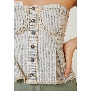 New Anthropologie Pilcro Buttondown Striped Denim Corset Top Size: US M